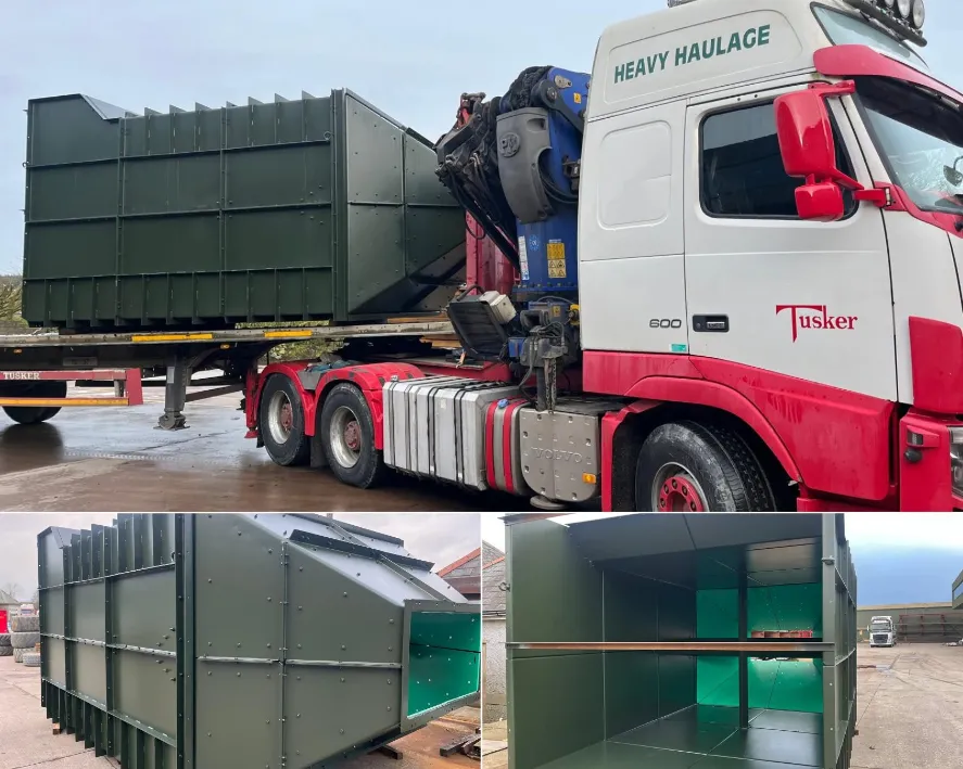 Tusker steel hopper transport collage