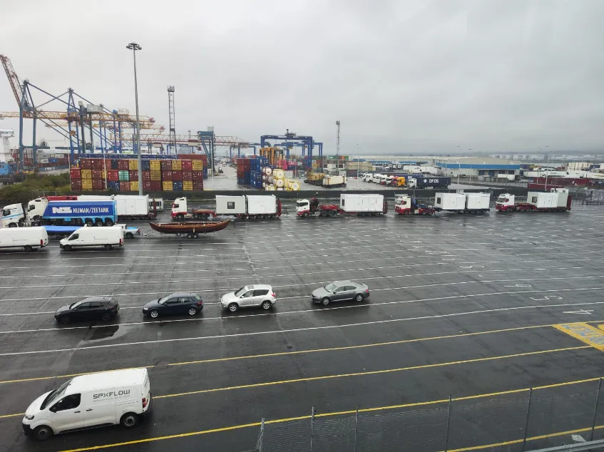 Tusker heavy load transport at Dublin Port container terminal