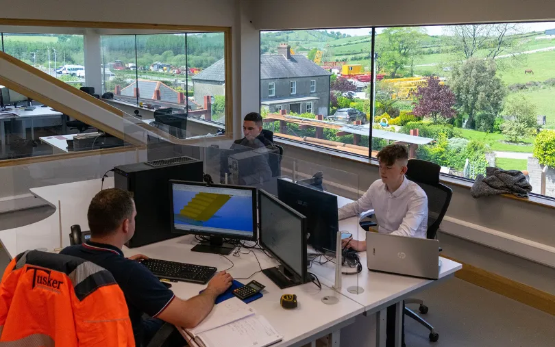 Tusker office team working on CAD and steelwork project coordination